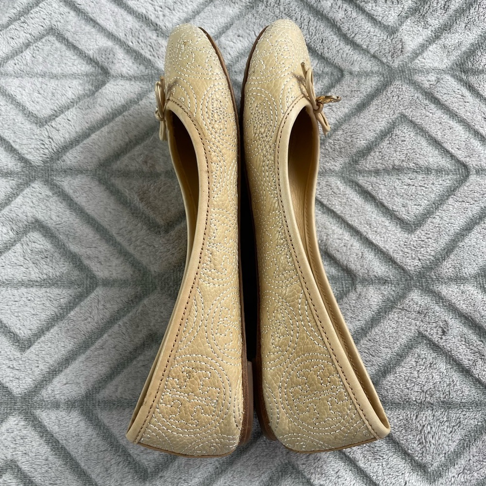 Tory Burch leather ballet flats with embroidered logo size 7.5 - Picture 6 of 11